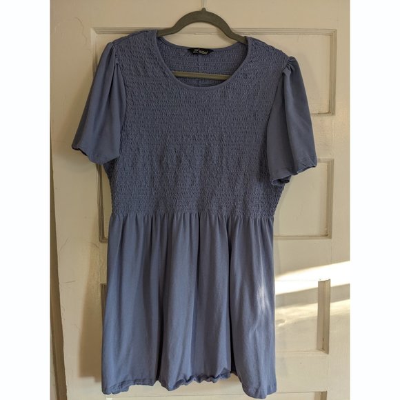 Shirred t-shirt in soft blue/lilla - Picture 5 of 5
